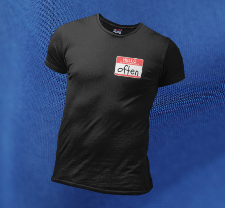 mockup of black shirt with hello sticker design