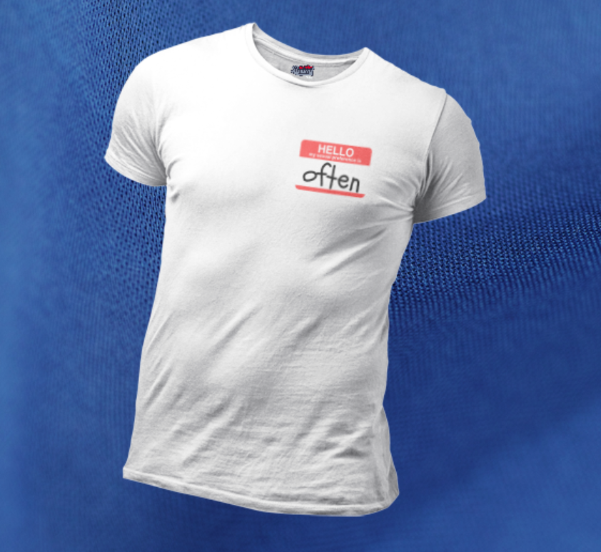 mockup of white shirt with hello sticker design